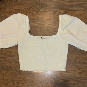 American Eagle Cream Puff Sleeve Crop Top